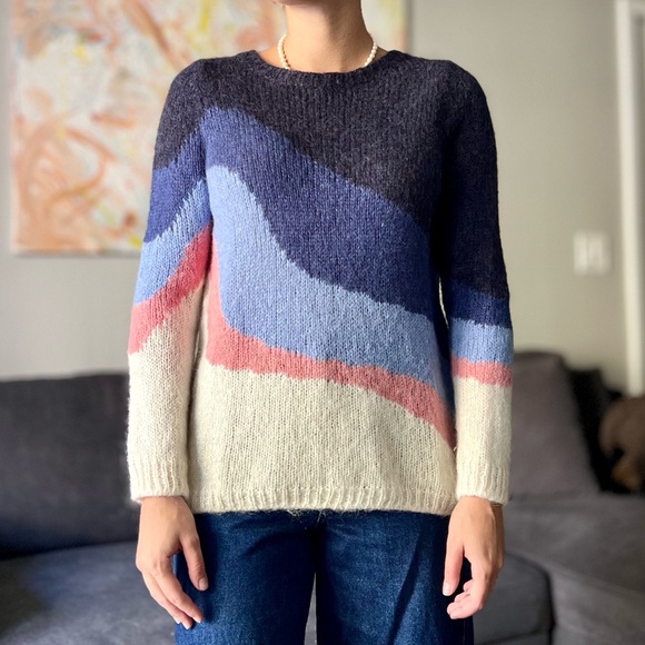 Sezane Sweaters - Sézane Winnie Jumper Pullover Sweater - Multicolor White Blue and Pink- Size S